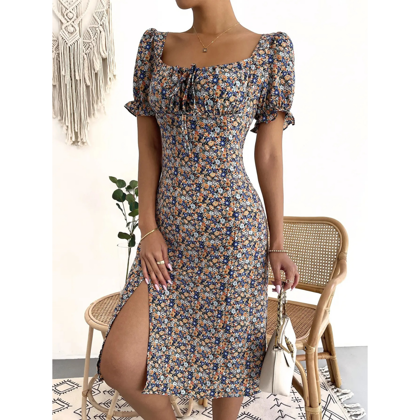 Leida - Elegante Bloemenprint Zomerjurk