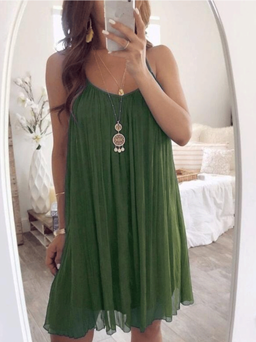 Blauwe Chiffon Plissé Jurk - Emma