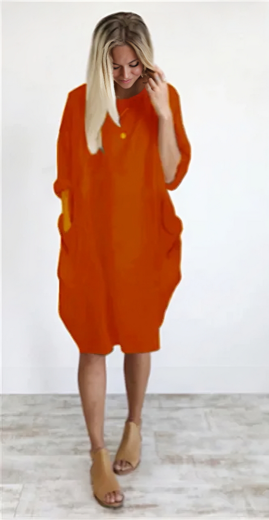 Clea - Comfortabele Oranje Jurk