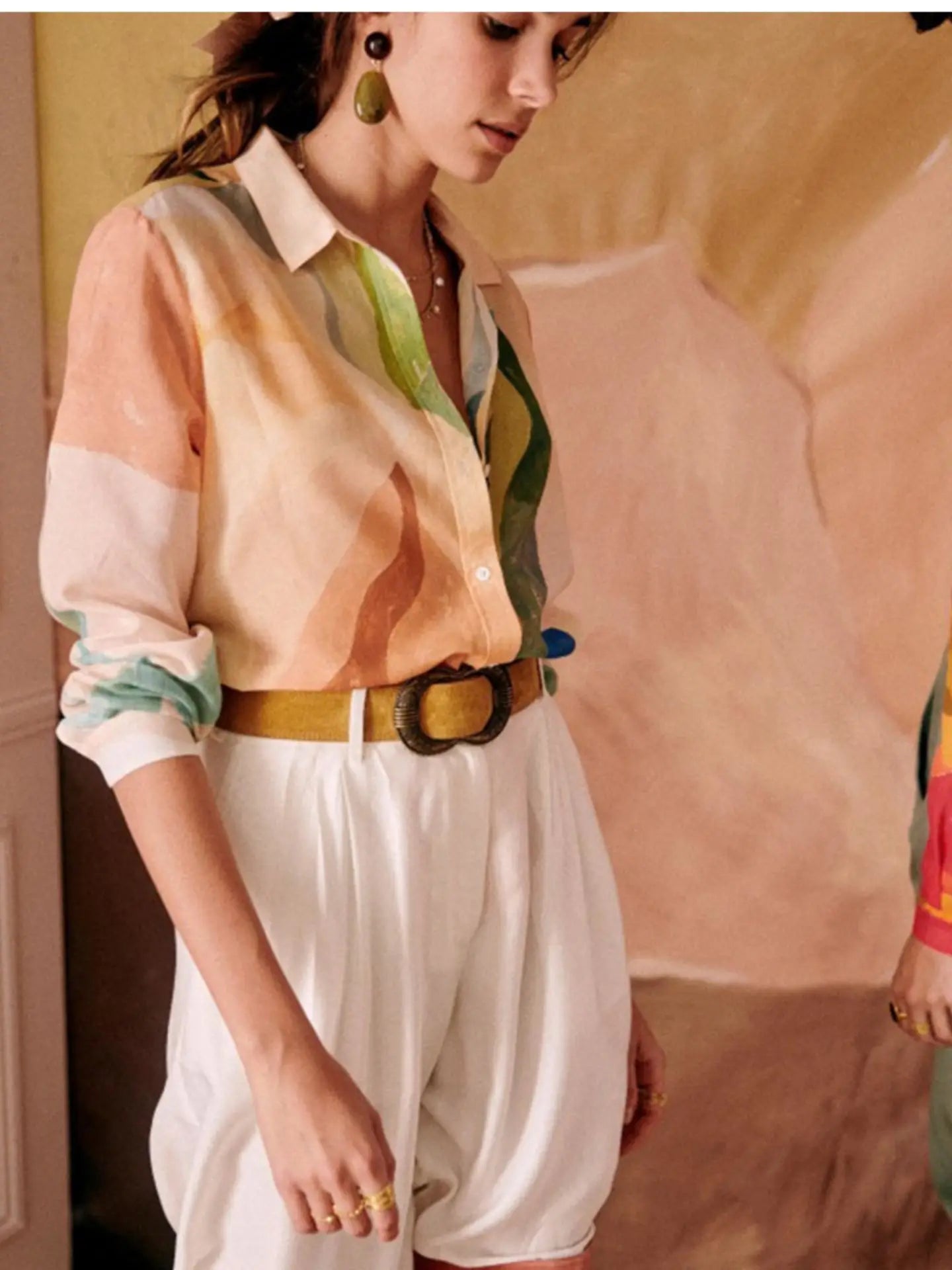 Beige Bladeren Tweedelige Set - Mila