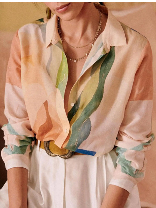 Beige Bladeren Tweedelige Set - Mila