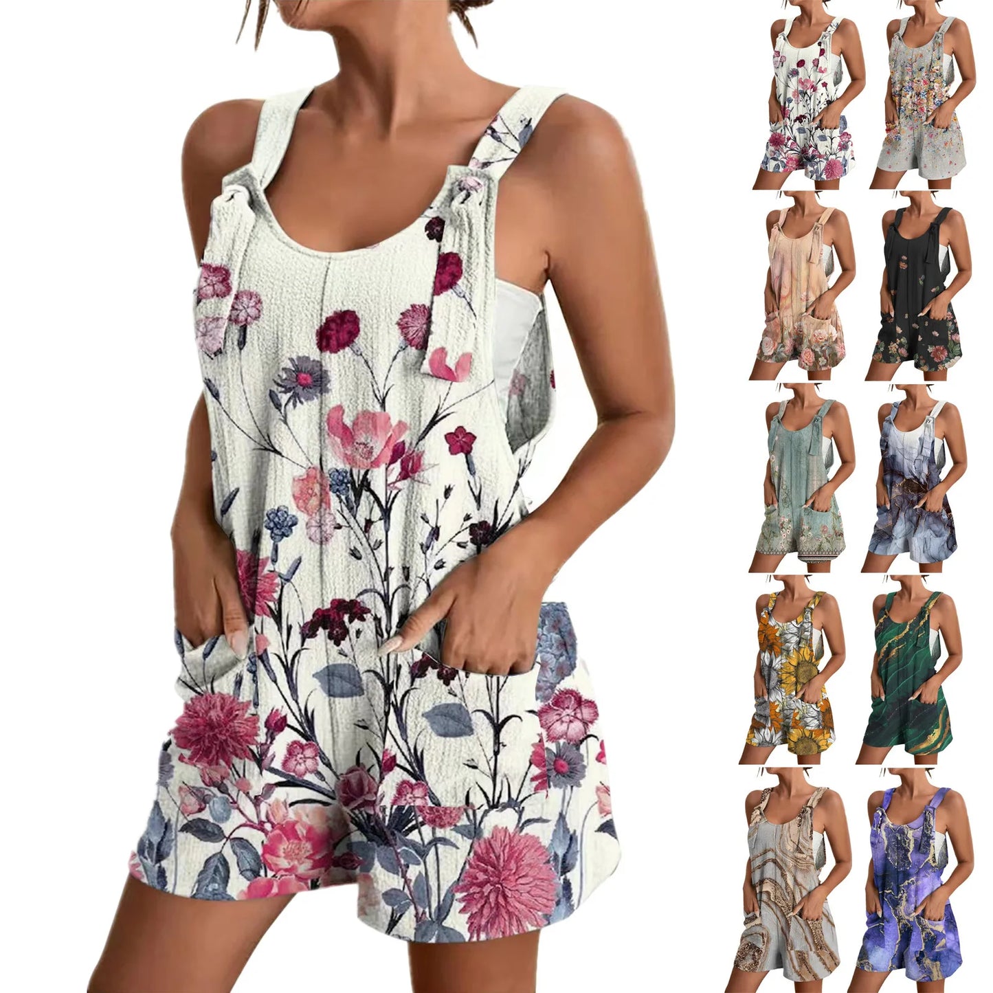 Daiana - Grijze Zomerse Korte Jumpsuit