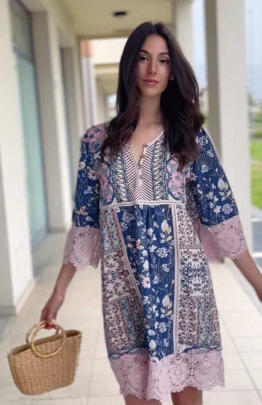 Vera-Lynn - Bedrukte Vintage Jurk