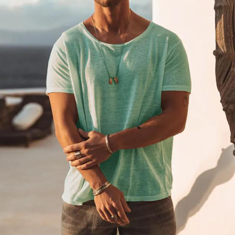 Stijlvol Heren T-Shirt: Losse Pasvorm, Effen Kleur