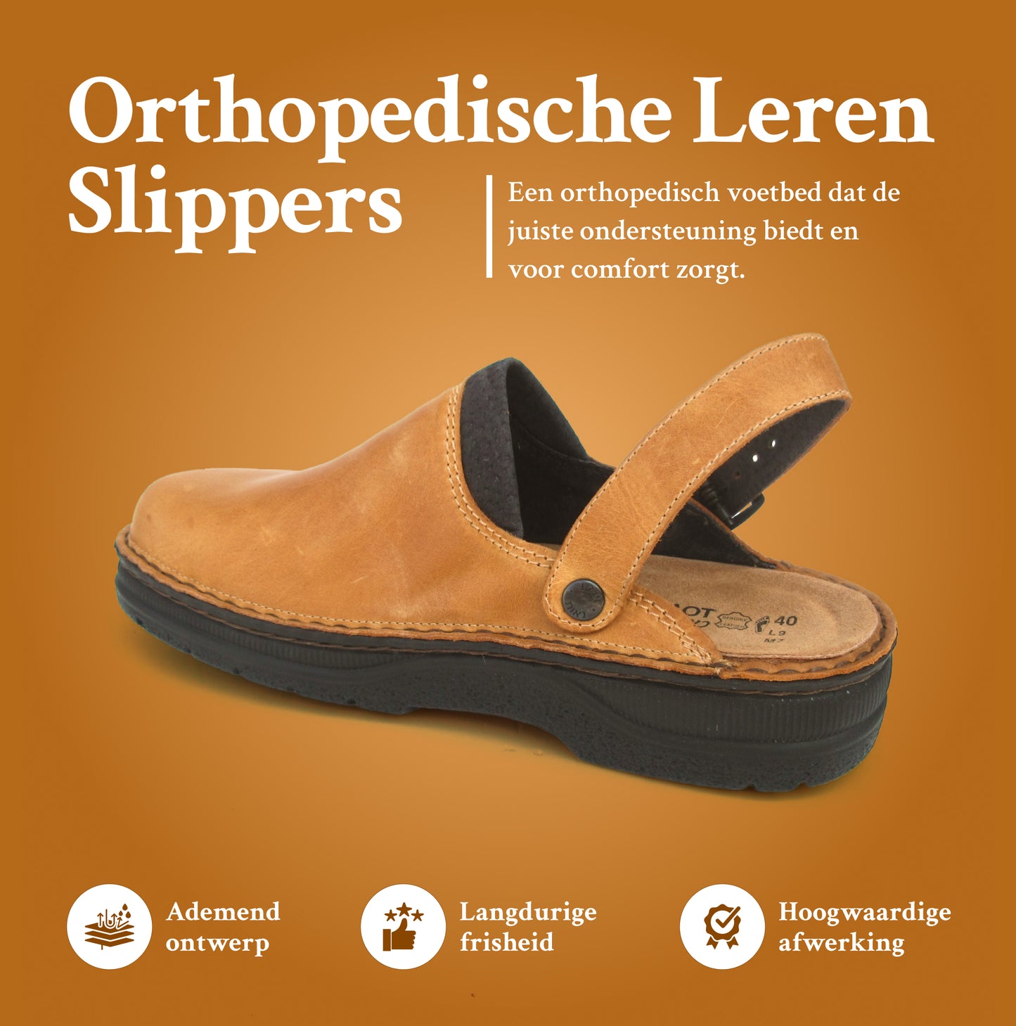 Claude | Orthopedische Antislip Lederen Pantoffels voor Heren