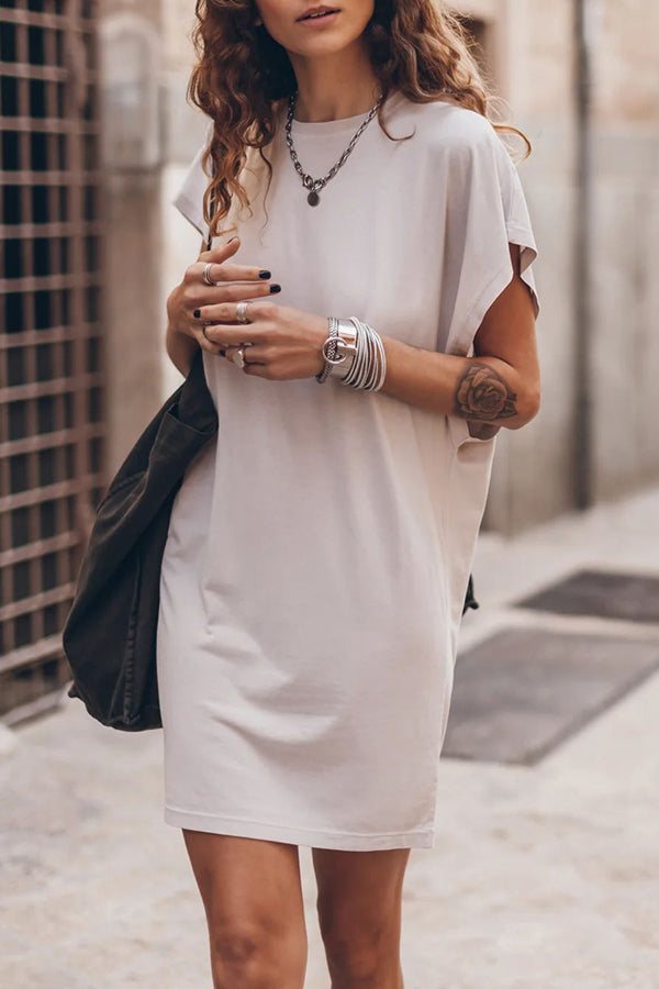Chique Katoenmix Batwing Mini-Jurk T-shirt