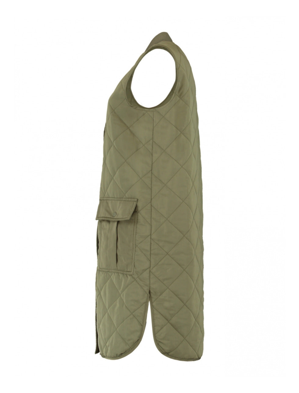 Elegante Khaki Gewatteerde Gilet: Licht & Stijlvol