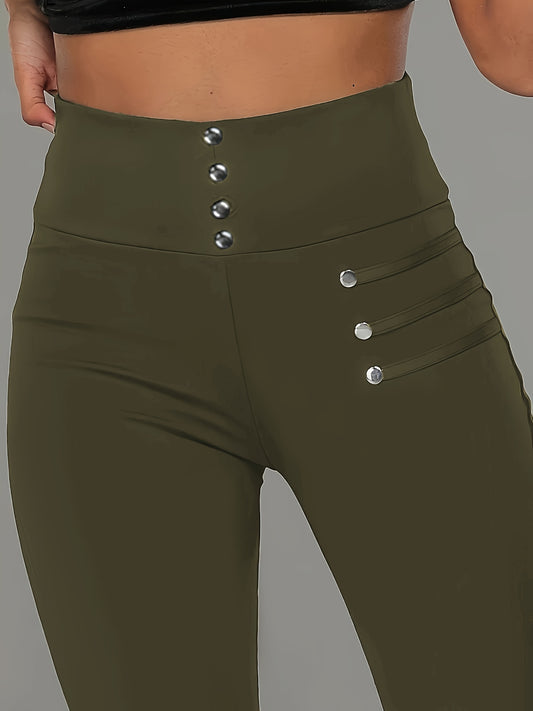 Zwarte Skinny Broek met Knoopdetails - Iris