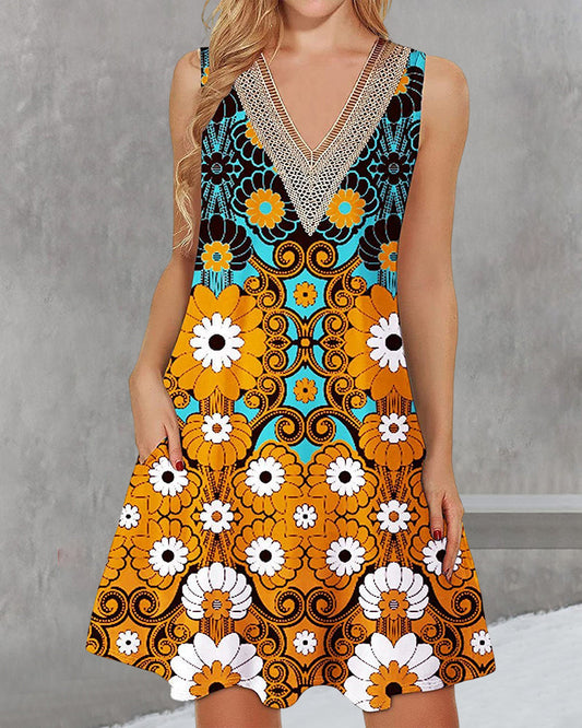 Klazina - Oranje Mouwloze Jurk