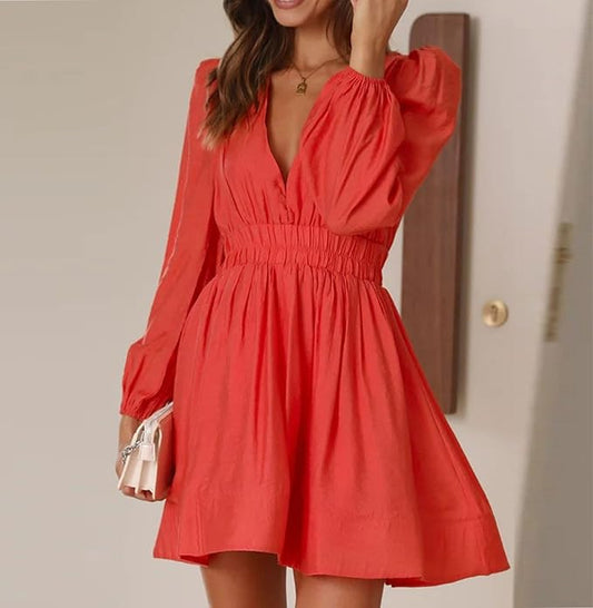 Carlyna - Oranje Mini Jurk