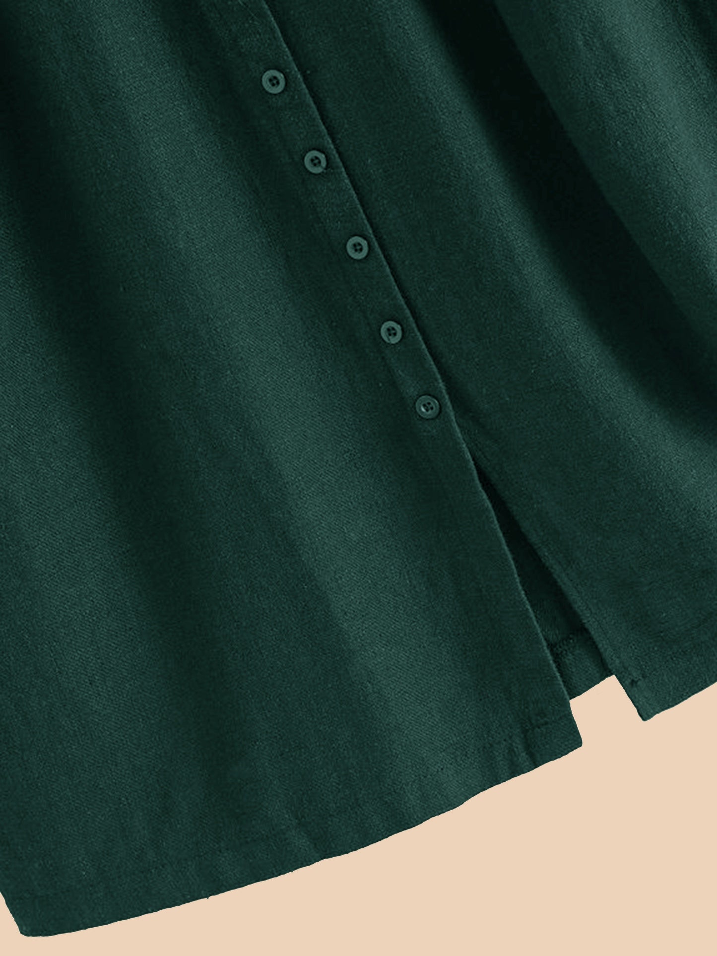 Charmante Linnen Midi-Rok met Zakken en Vintage Knopen