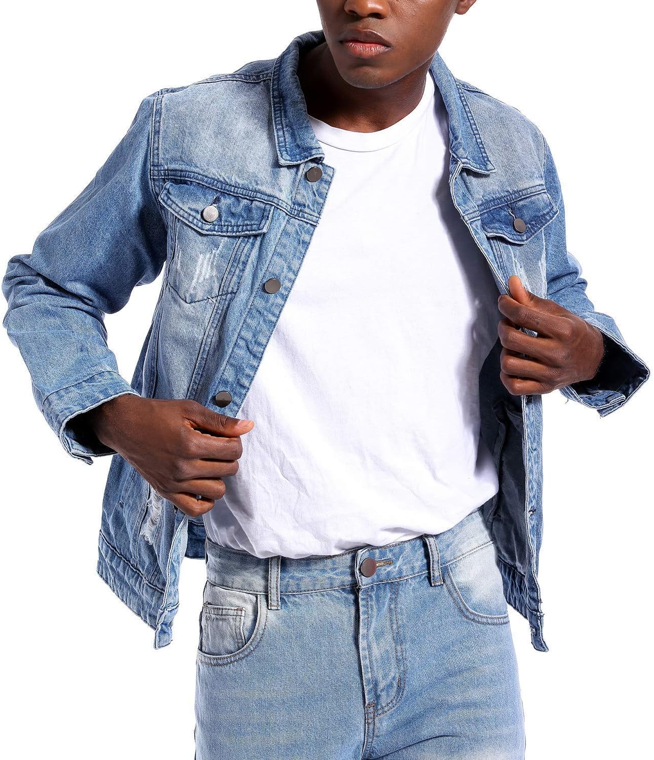 Stoere Slim-Fit Heren Spijkerjas met Scheuren