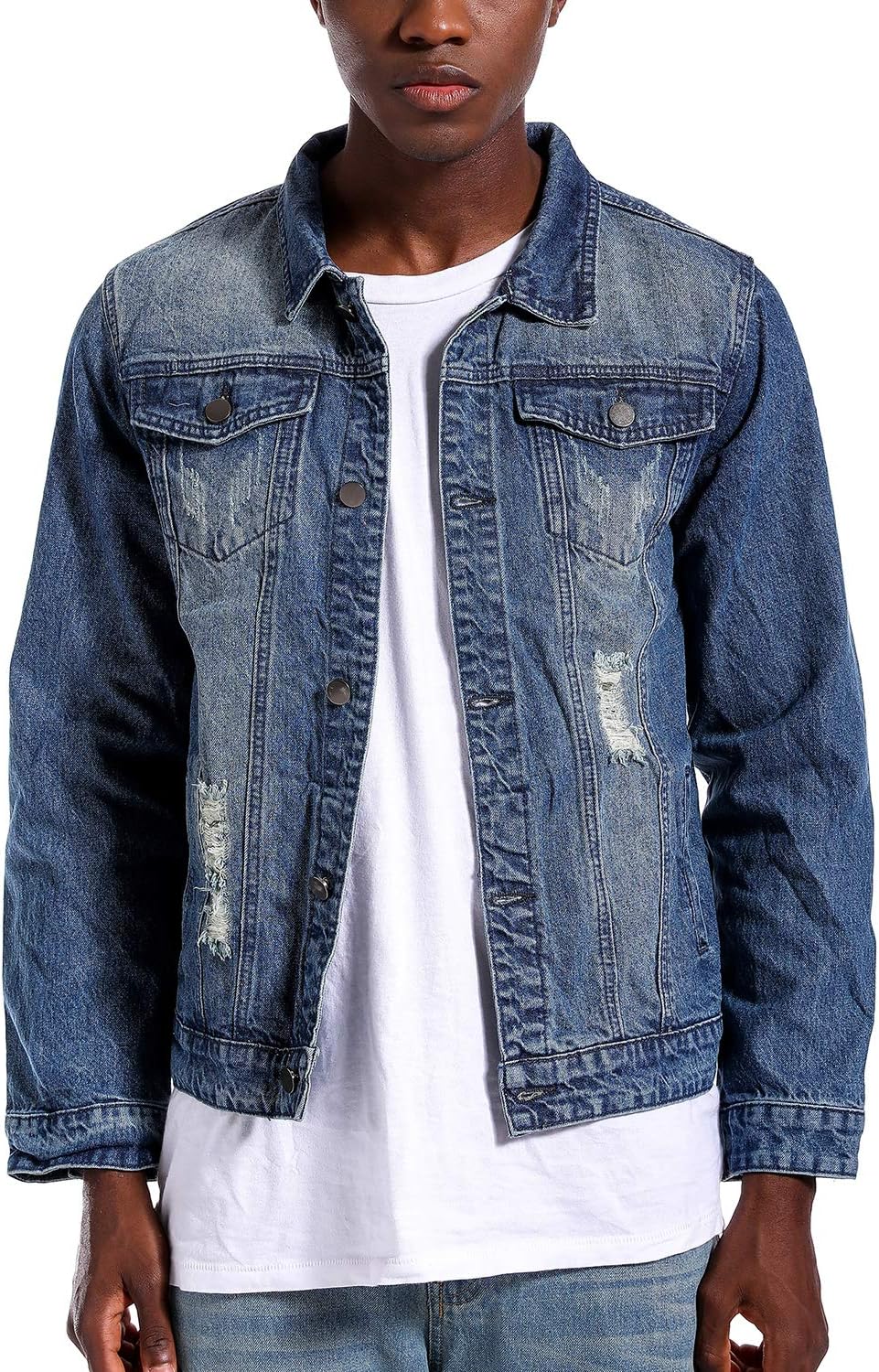 Stoere Slim-Fit Heren Spijkerjas met Scheuren