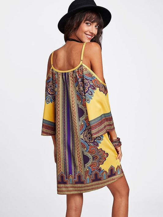 Cillie - Kleurrijke Boho Zomerjurk