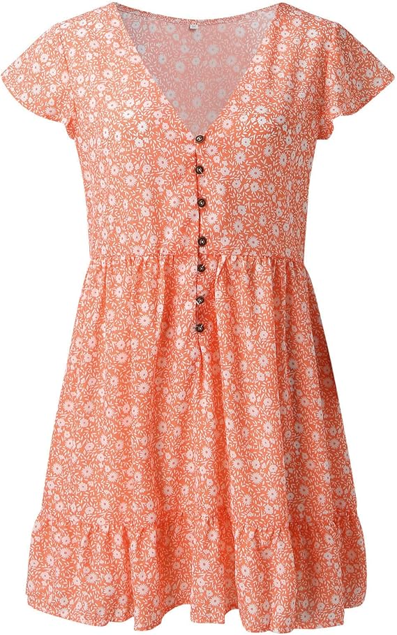 Elvira - Oranje Mini Jurk