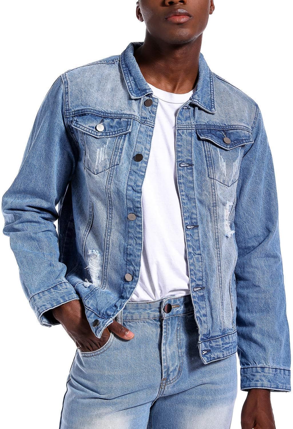 Stoere Slim-Fit Heren Spijkerjas met Scheuren