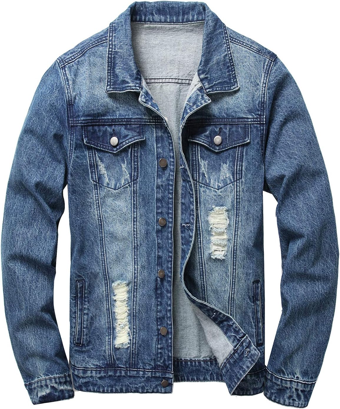 Stoere Slim-Fit Heren Spijkerjas met Scheuren