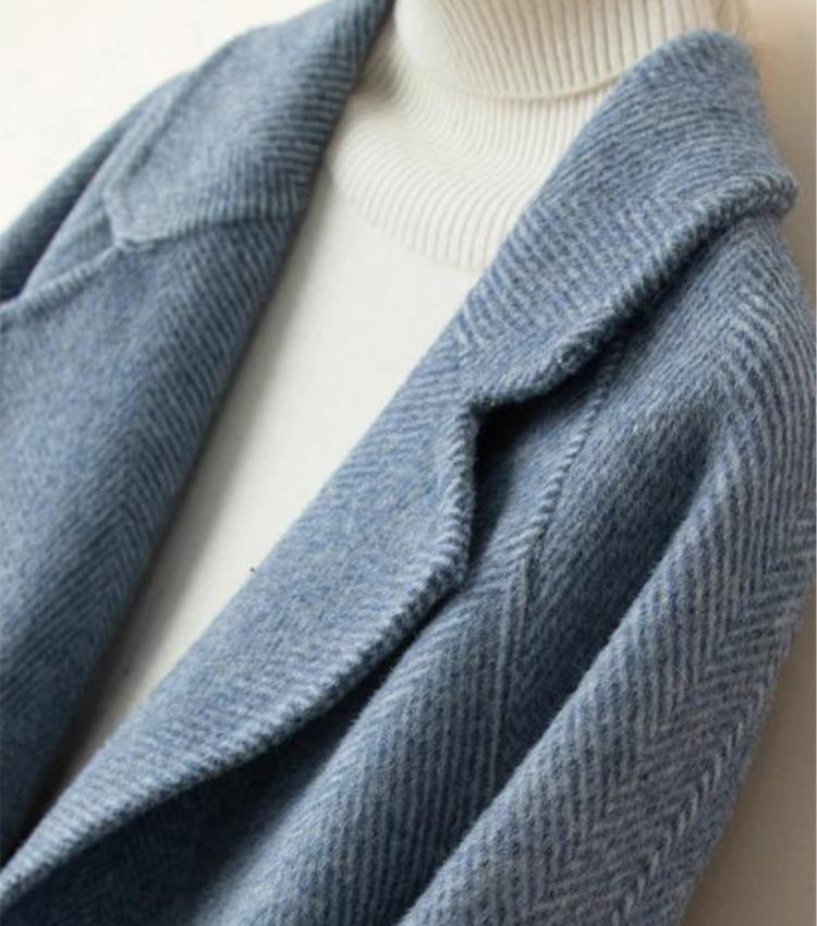 Elegantie Herdefinieerd: Herringbone Halflange Wollen Jas
