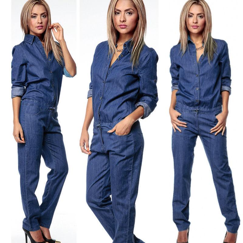 Chique Denim Jumpsuit met Revers: Moeiteloze Stijl & Comfort