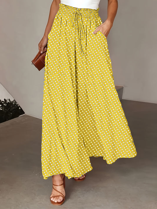 Zwarte Polka Dot Wijde Broek - Ella