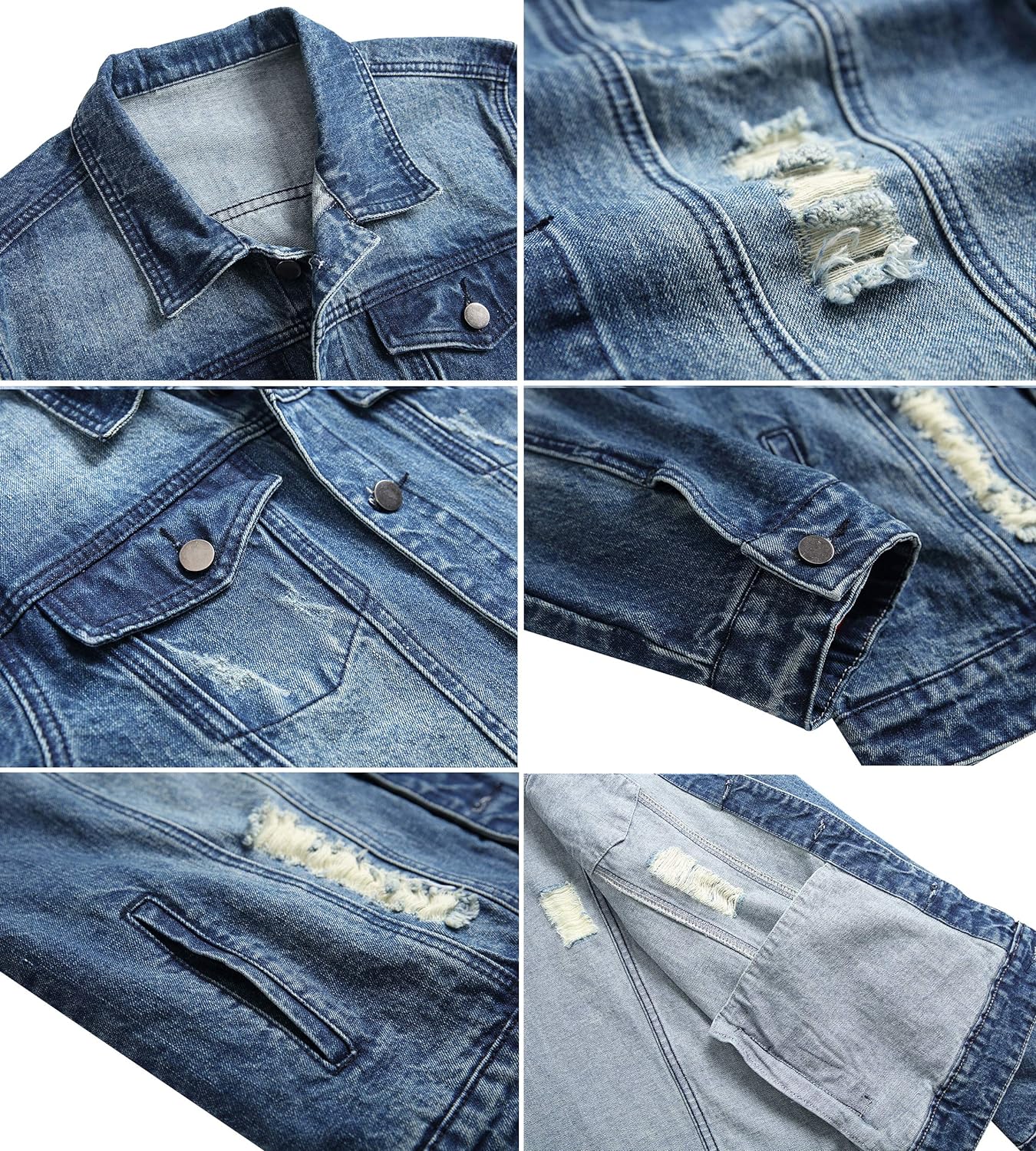 Stoere Slim-Fit Heren Spijkerjas met Scheuren