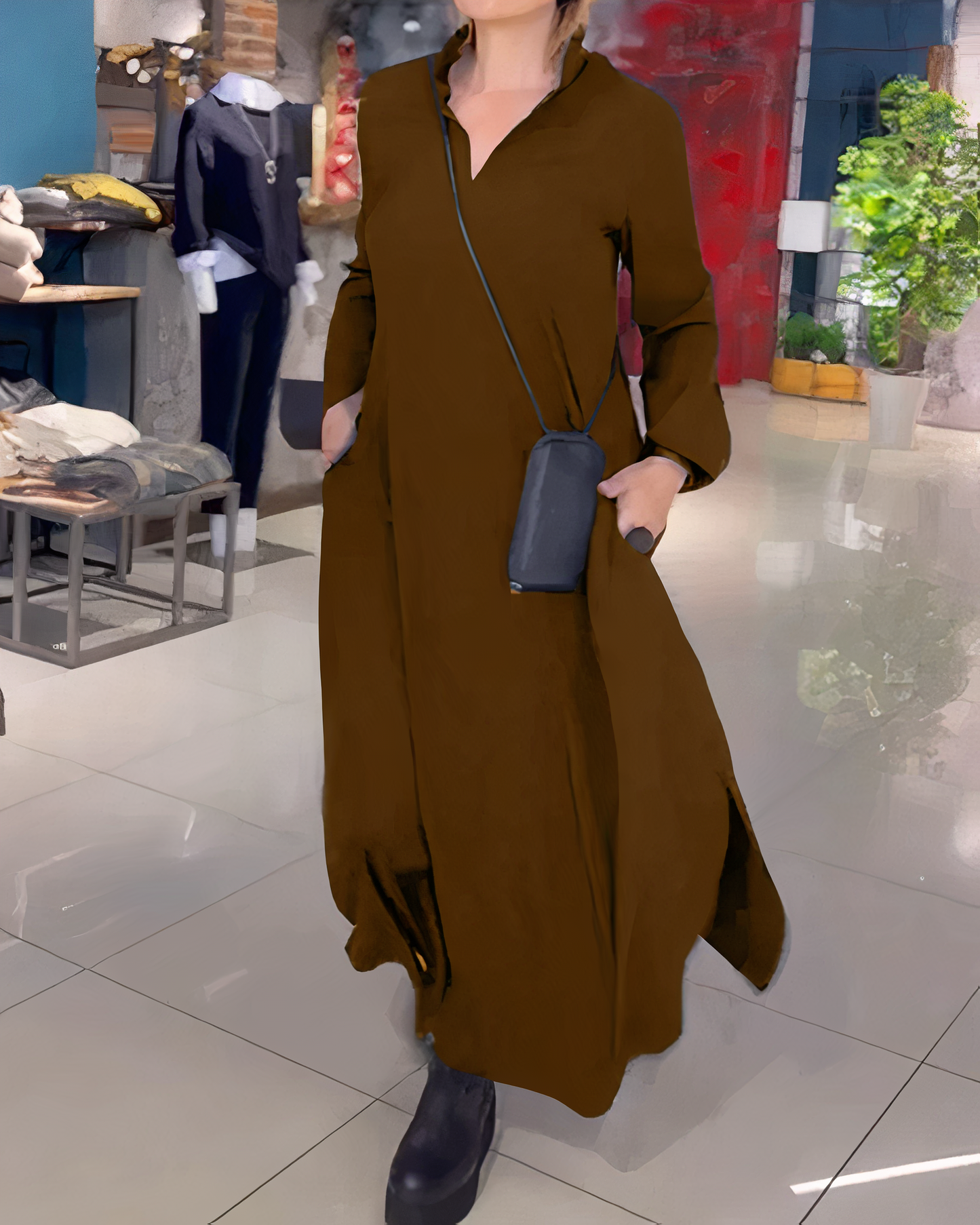 Ivanka - Lange Mouwen Maxi-jurk
