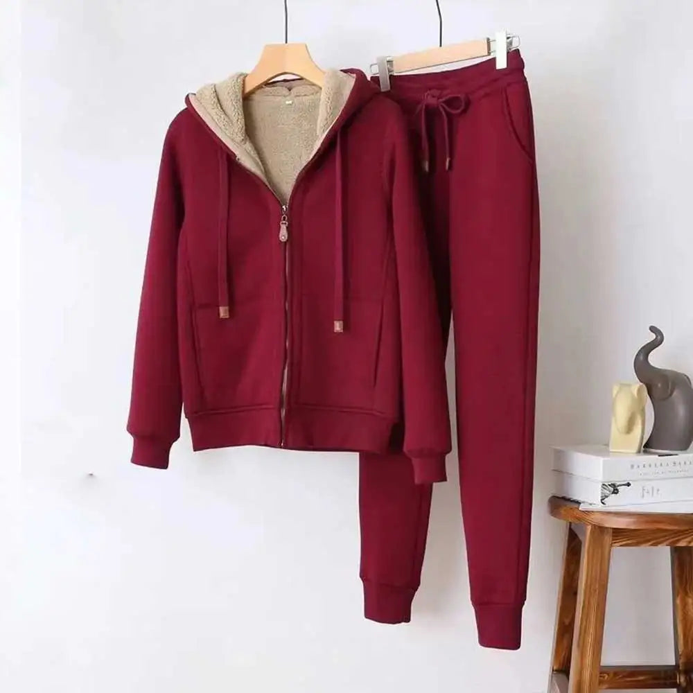 Winter-Klare CozyFleece: Dames Sportief Effen Kleur Hoodie Pak