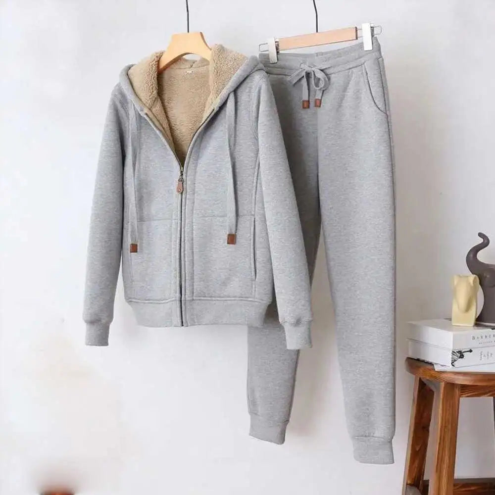 Winter-Klare CozyFleece: Dames Sportief Effen Kleur Hoodie Pak