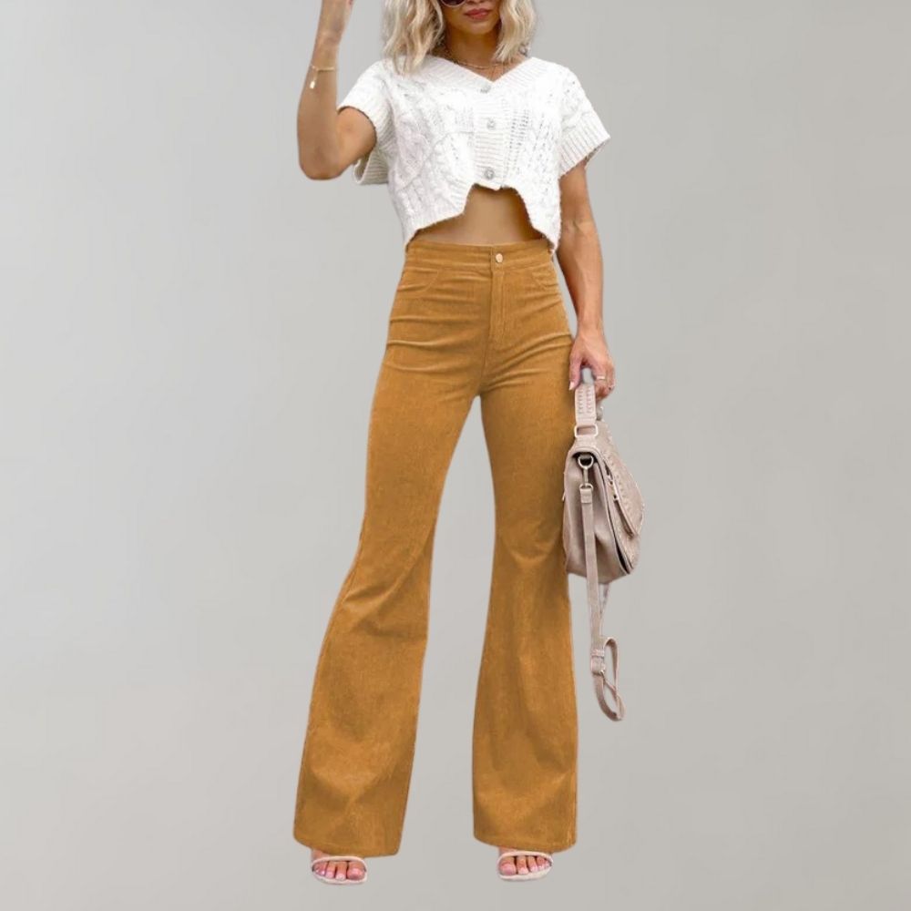 Zoe - Uitlopende Corduroy Broek