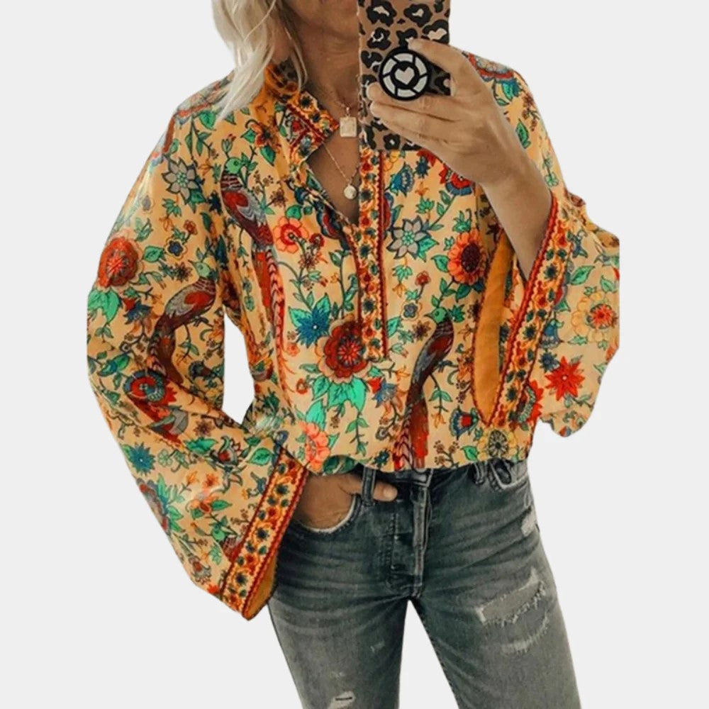 Rixt - Oranje Bloemen Blouse