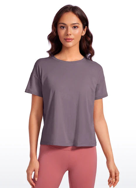 Mattea - Roze Katoenen Workout T-shirt