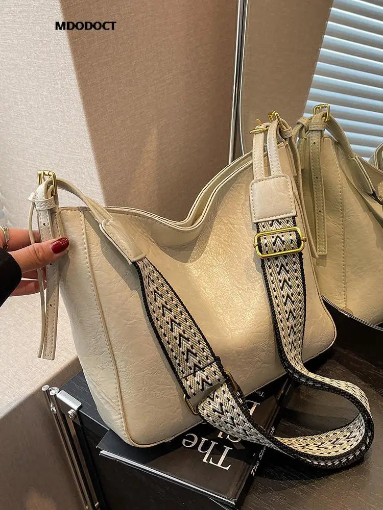 Beige Lederen Schoudertas - Jannette