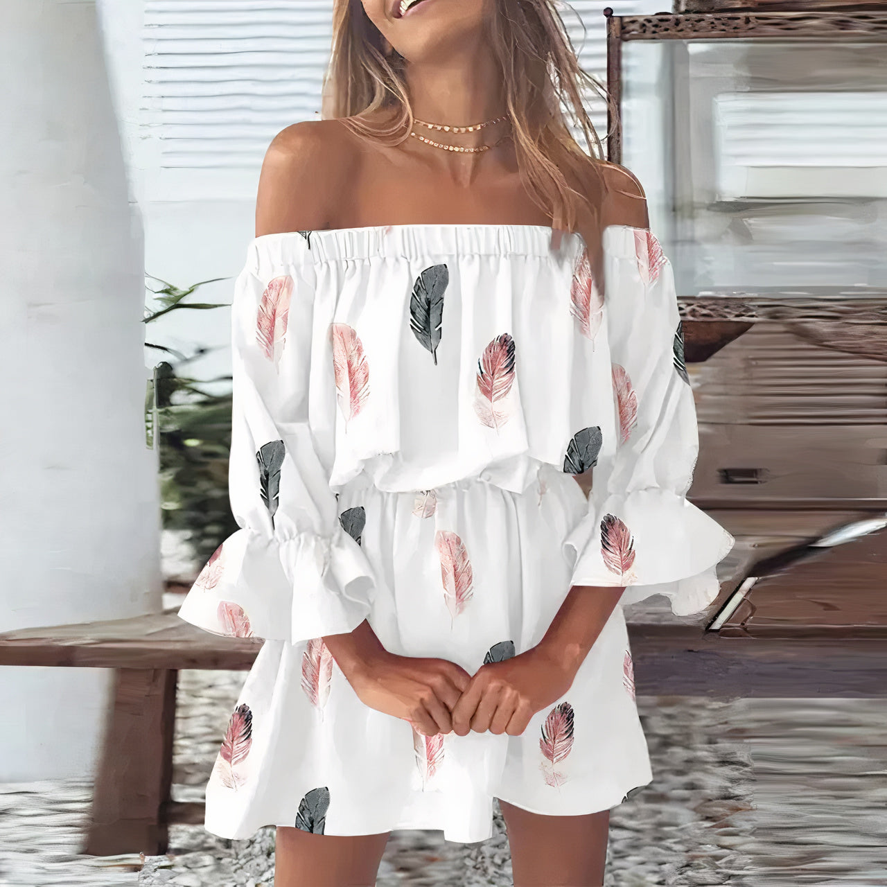 Ilonka - Elegante off-shoulder jurk