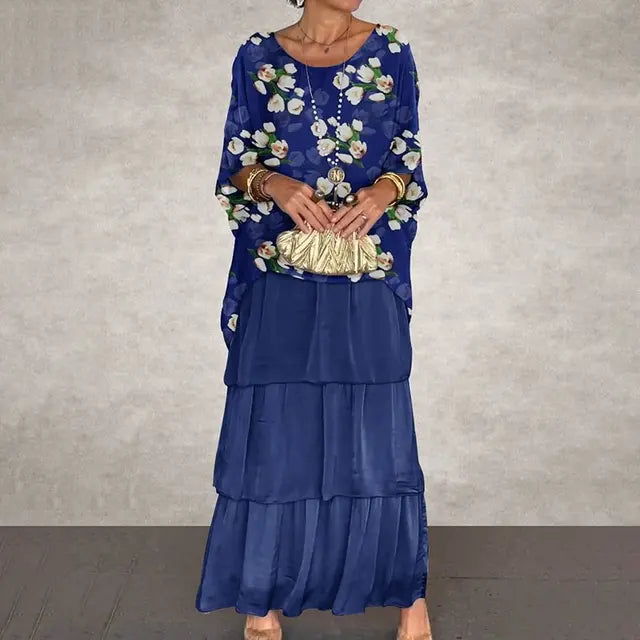 Blauwe Set met Bloemenmotief - Clara