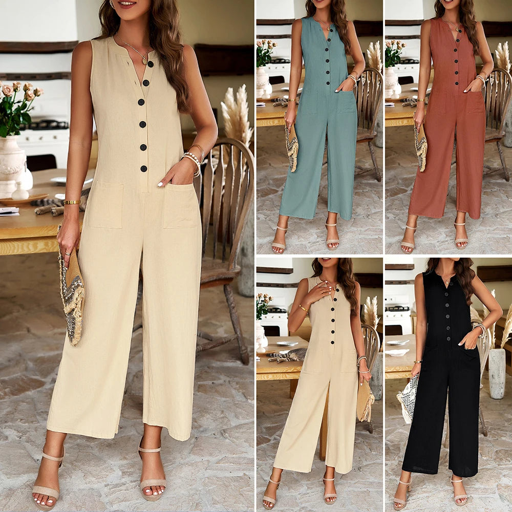 Callan - Khaki Elegante Dames Jumpsuit