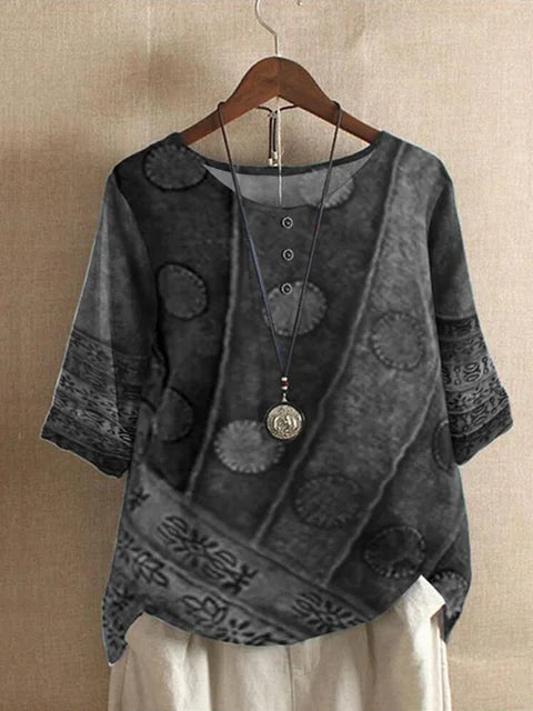 Lichtgroen Kleurrijk Halfmouw Top - Zelda