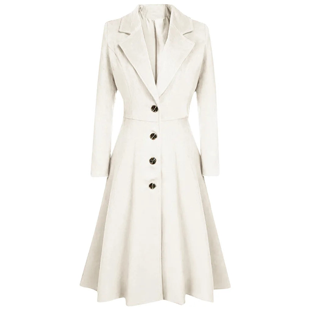 Elegante Wollen Charme: Dames Herfst-Winter Casual Jas - Puur Wol, Tijdloze Stijl