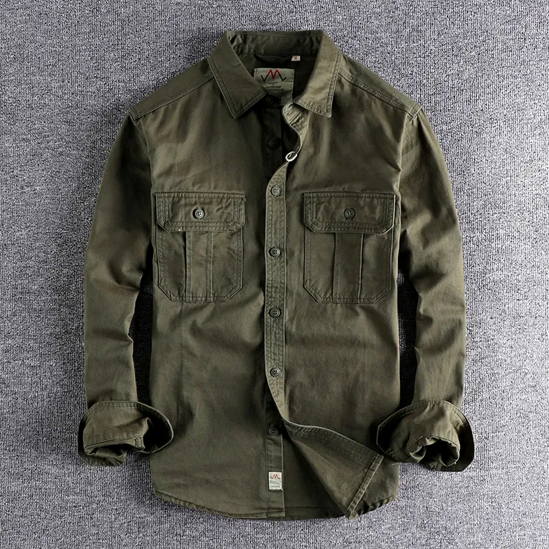 Renae - Heren Katoenen Shirt Legergroen