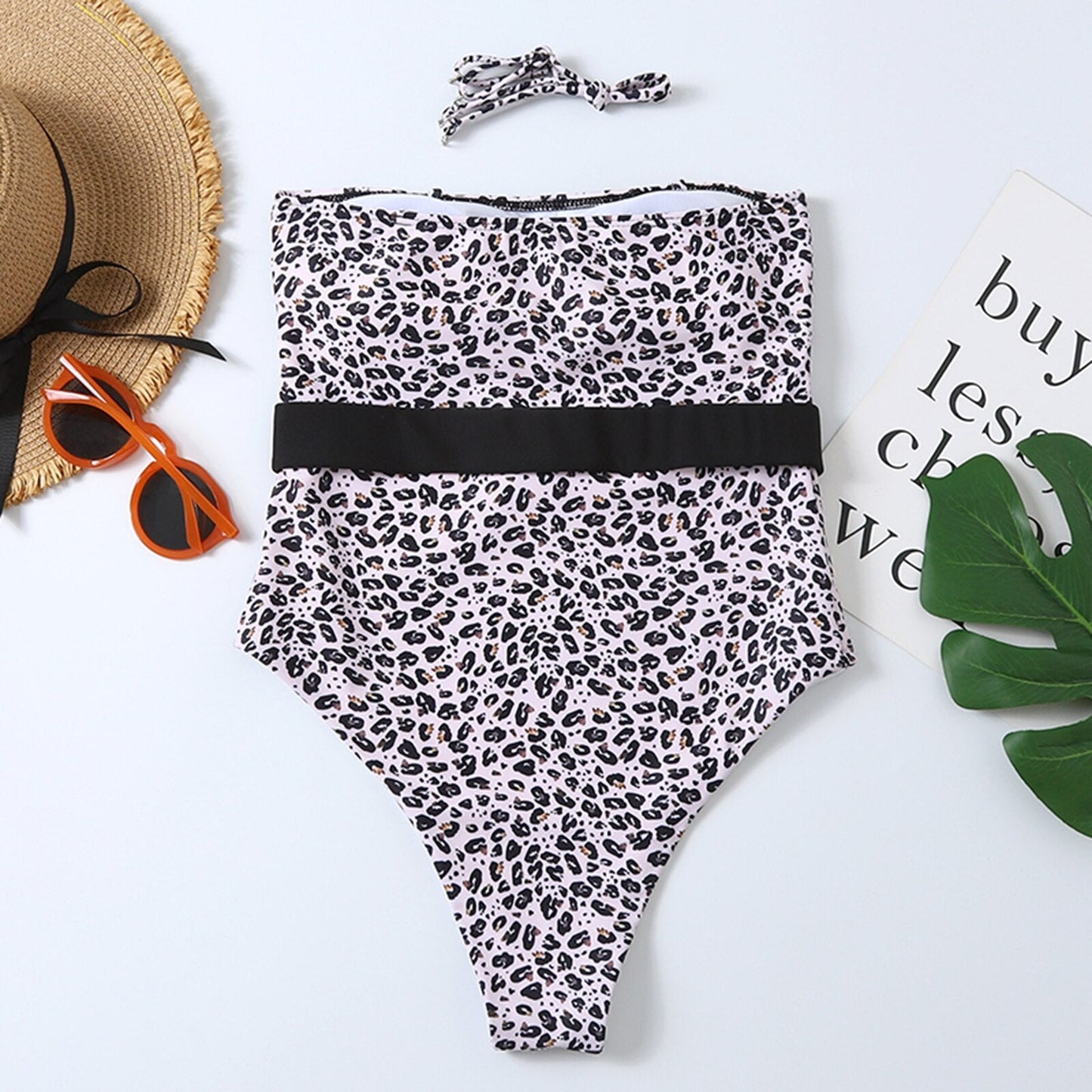 Cindy - Luipaardprint Strapless Zwempak