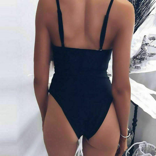 Sophie's Zwarte Sexy Monokini met Bandjes en Push-up