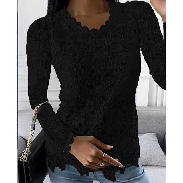 Zwart Vintage Kant T-Shirt - Elise