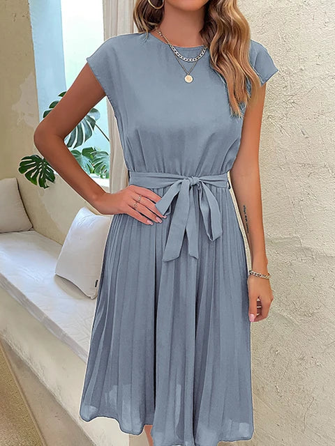 Zia - Elegante Saffier Midi Zomerjurk