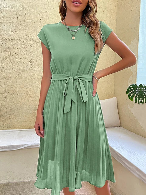 Zia - Elegante Saffier Midi Zomerjurk