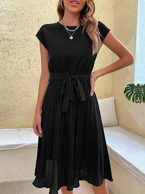 Zia - Elegante Saffier Midi Zomerjurk