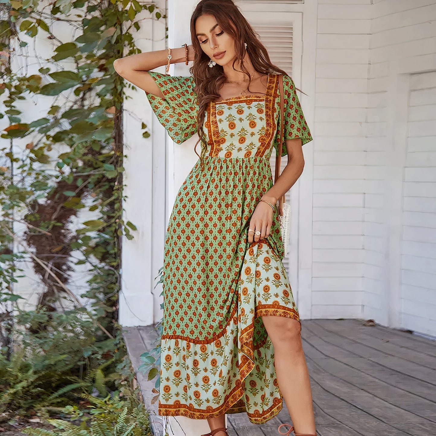 Noorleen - Elegante Vintage Bloemenjurk