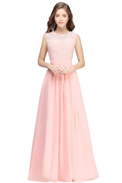 Cailyn - Roze Lange Avondjurk van Chiffon
