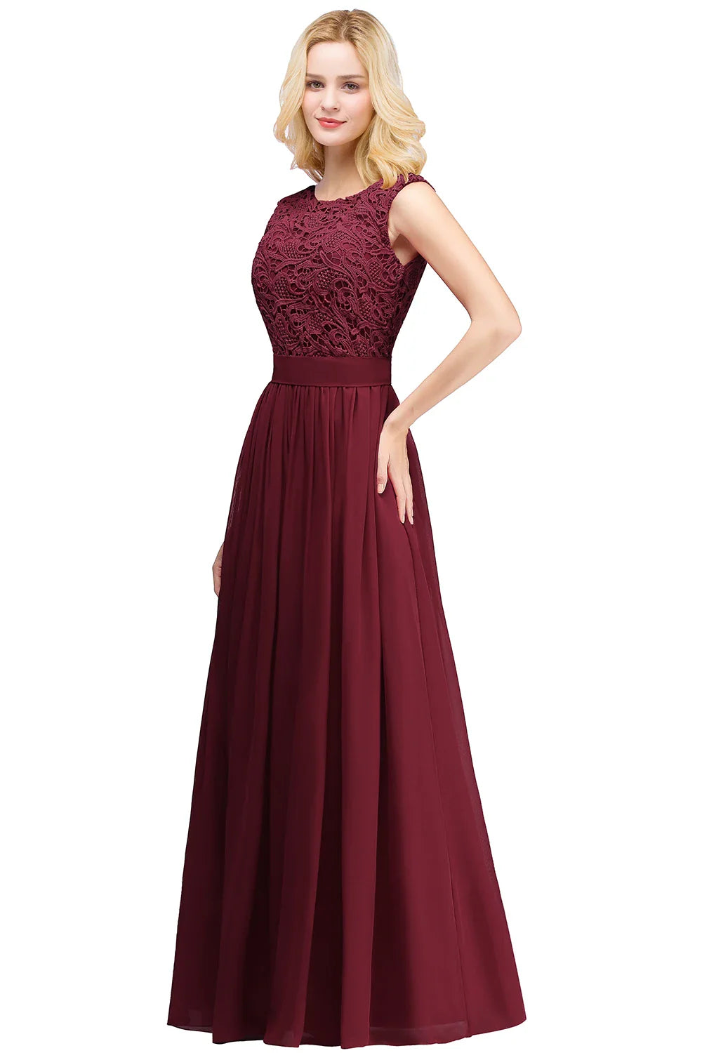 Cailyn - Roze Lange Avondjurk van Chiffon