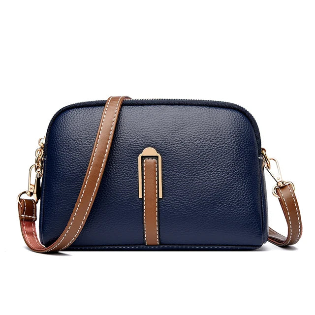 Beige Lederen Messenger Tas - Gweneth