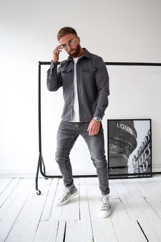 Abrikoos Overhemdjack met Knoopsluiting - Gregory