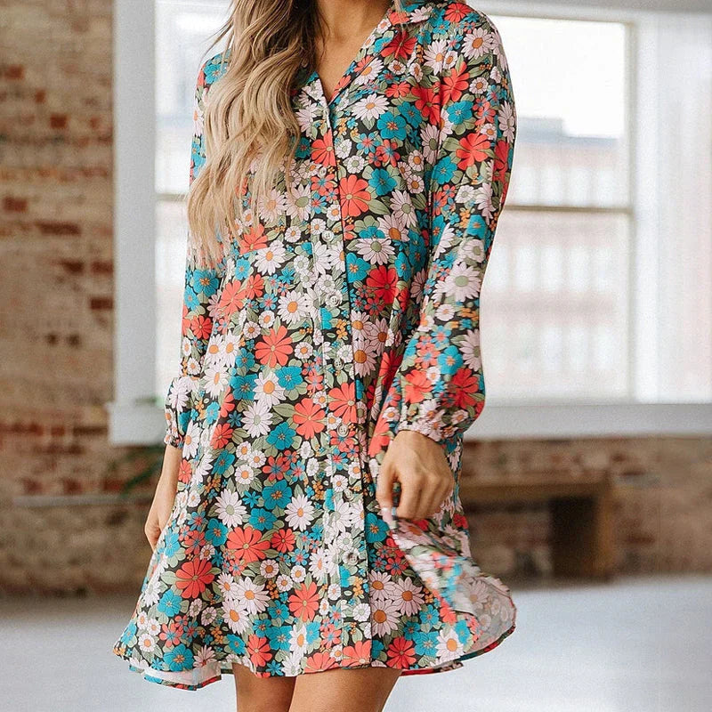 Leonie - Overhemdjurk Met Bloemenprint